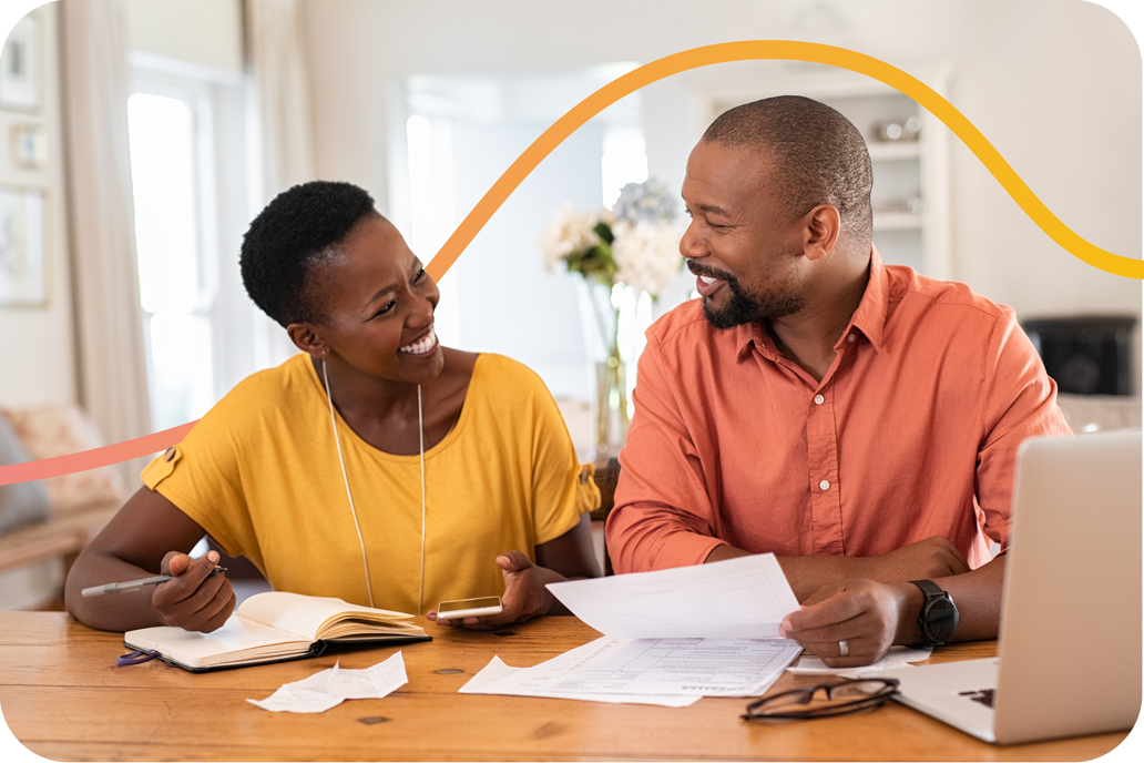 Young couple looking over paperwork