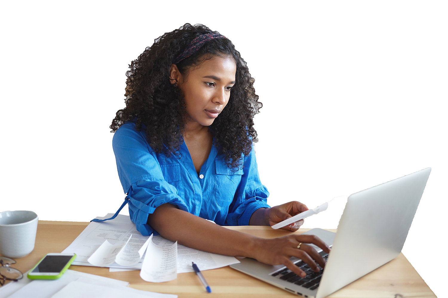 Black Young Lady with Notes and Laptop