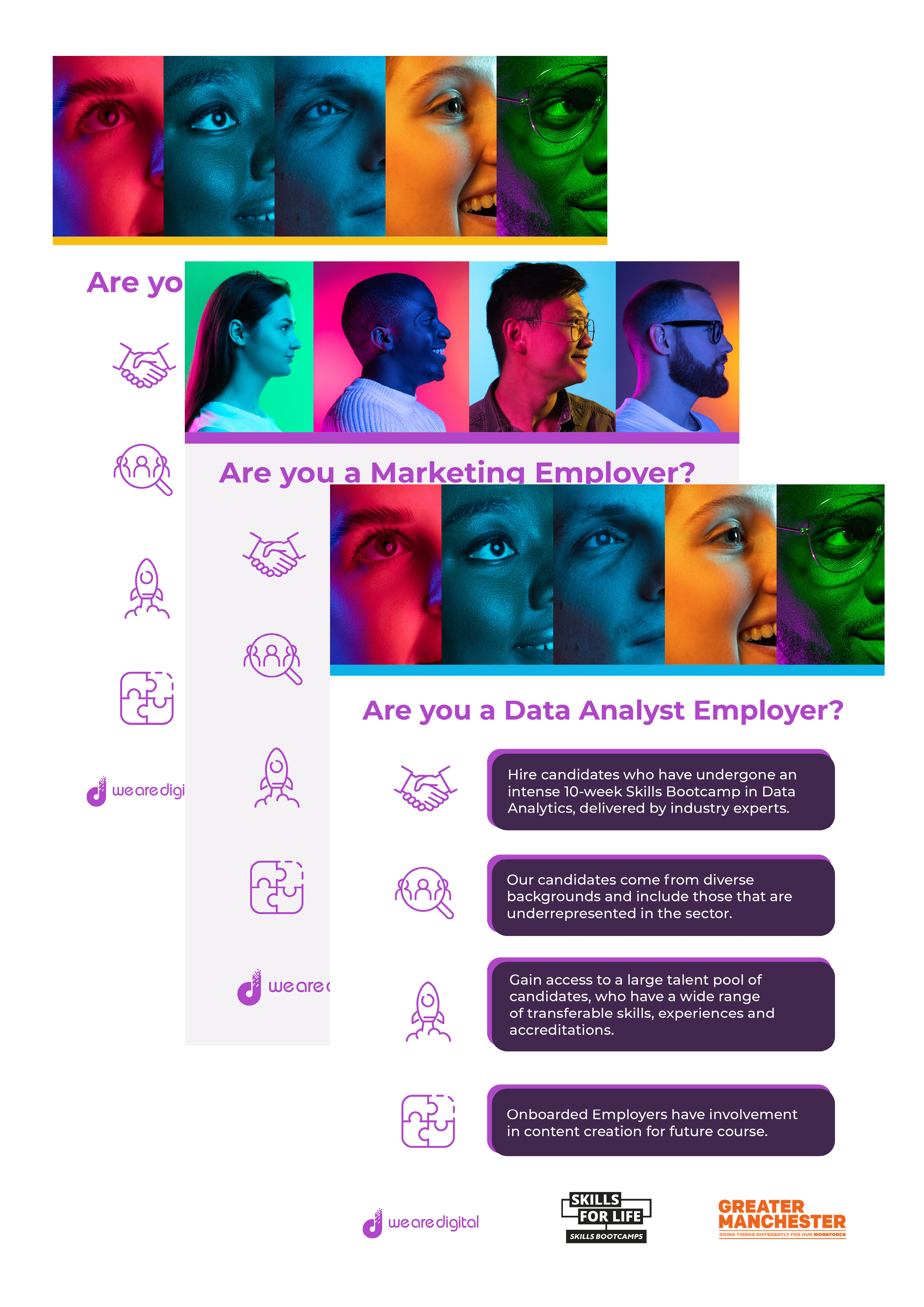 Image of all of our Employer flyers