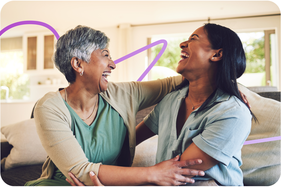 Two women laughing