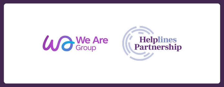 We Are Group logo alongside Helplines Partnership logo