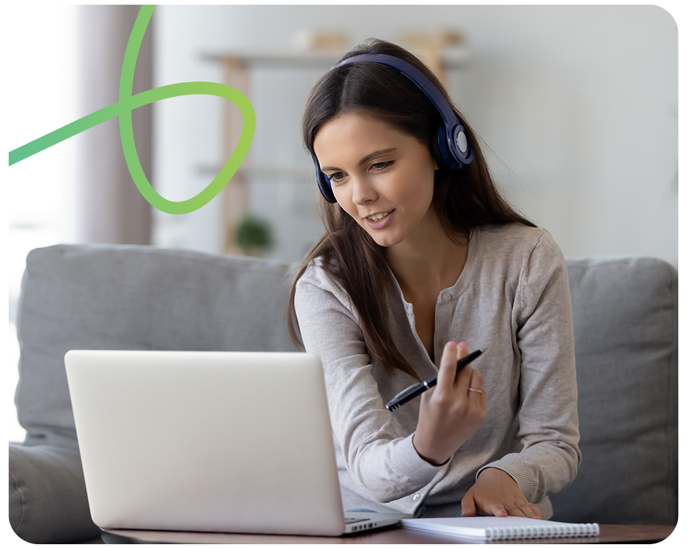 Woman delivering training over the phone