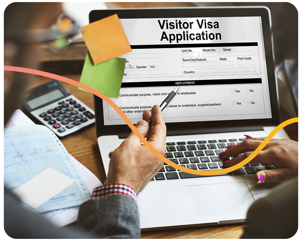 Image of a laptop with a Visa Application form