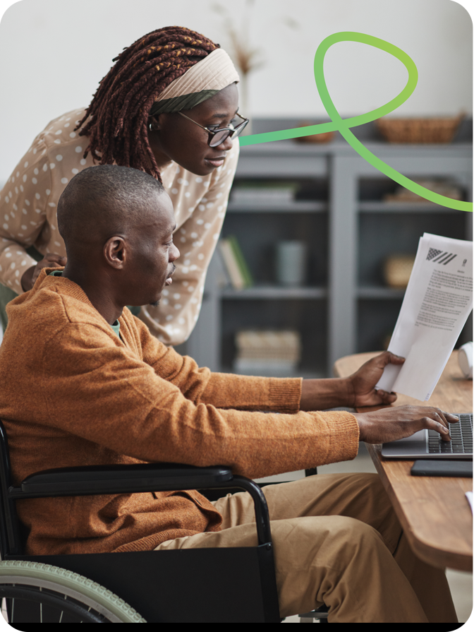 man and woman working on an application