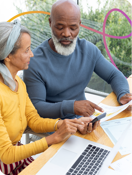 Man and woman discussing their finances