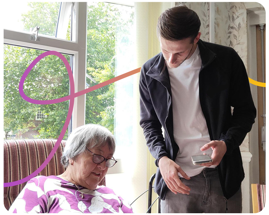 We Are Group Employee helping older lady