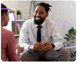 Two people talking to each other