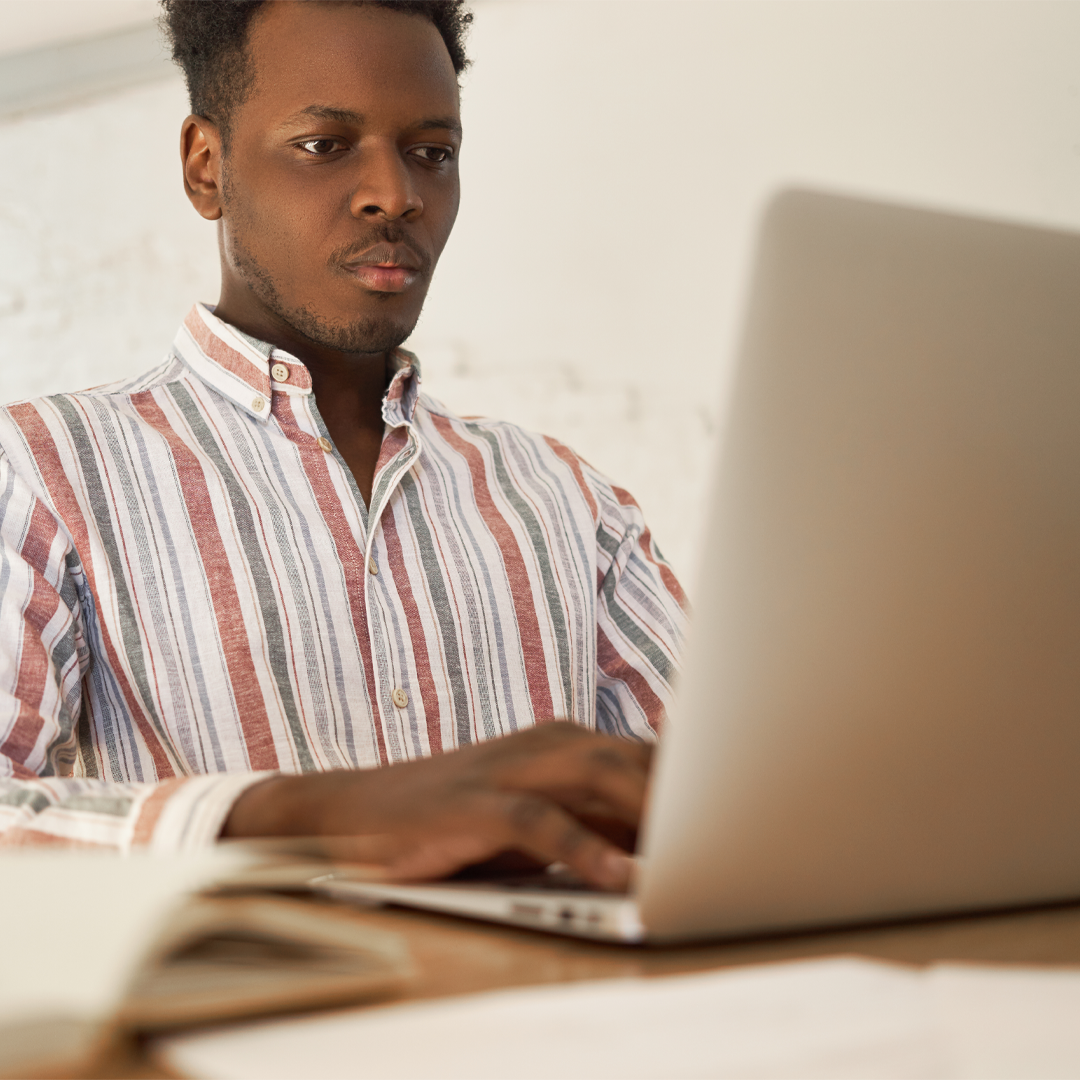 young african man using his laptop 1080 x 1080 px